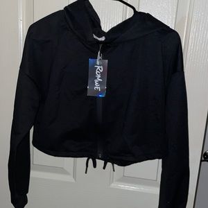 Romwe Black Zip Up Jacket